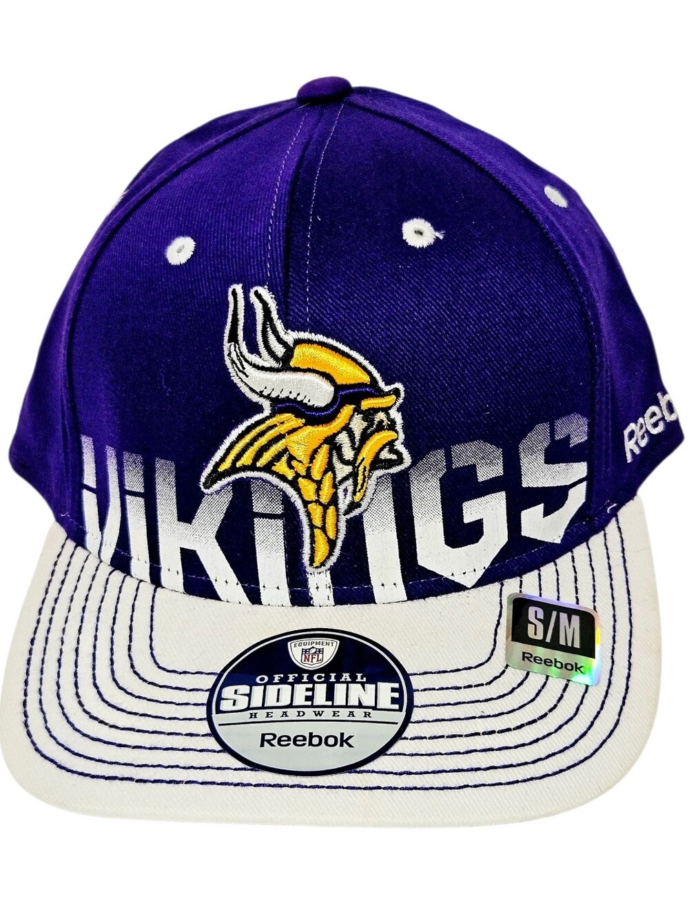 REEBOK NFL Equipment Minnesota Vikings Sideline Stretch Fit Hat S/M NWT Vintage